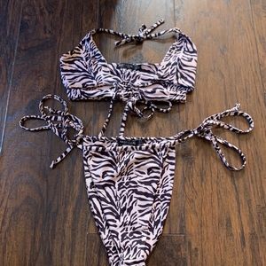 strappy animal print bikini